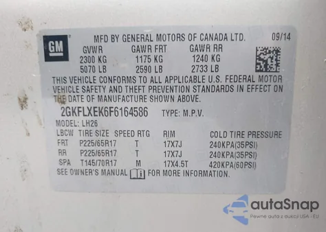 2015 GMC Terrain Slt-1 из США, поврежденный, VIN 2GKFLXEK6F6164586